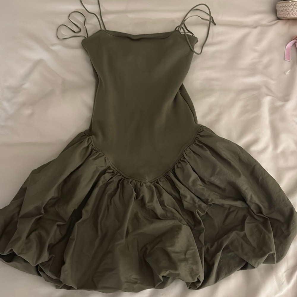 Zara green mini bubble dress